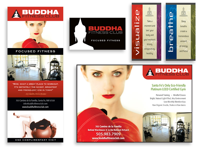 Graphic design and print design for Buddha Fitness Club, Santa Fe, NM