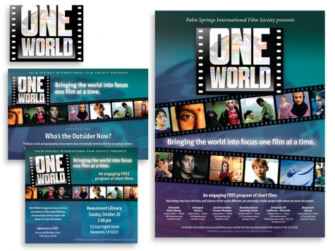 Graphic design and print design for One World Short Film Festival, Palm Springs, CA