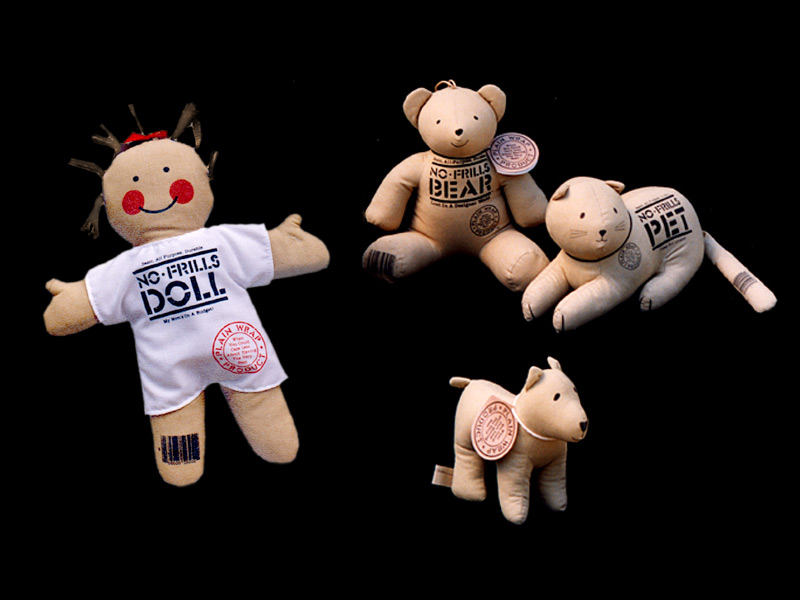 Plush toy design for "No-Frills" stuffed animal and doll products
